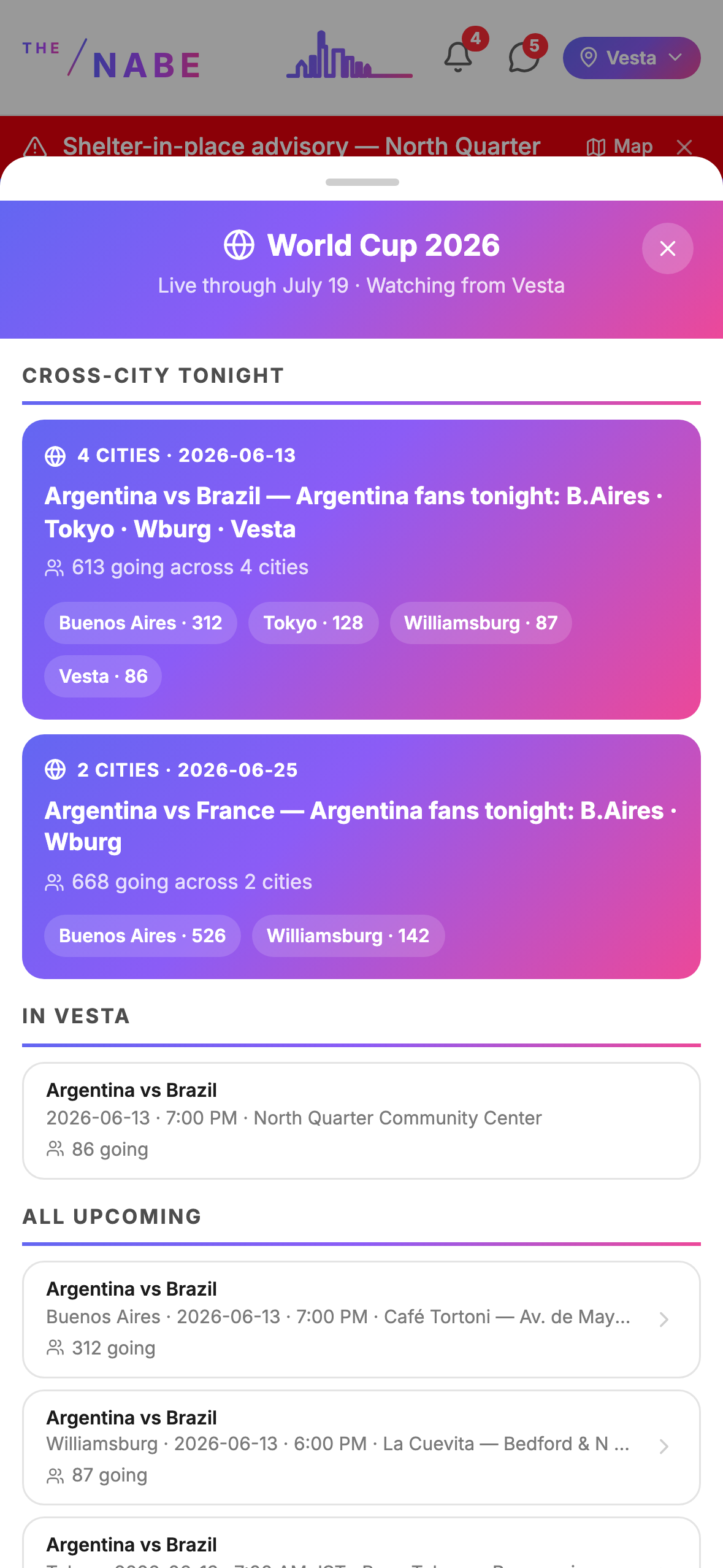 WC hub drawer — cross-city Argentina vs Brazil
